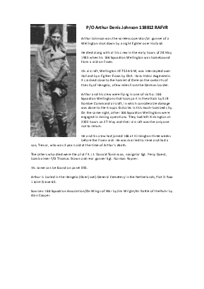 A preview of a PDF biography for Johnson, Arthur Denis